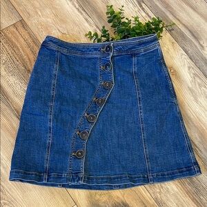 Pilcro Blue Asymmetrical A-Line Denim Mini Skirt Size 12